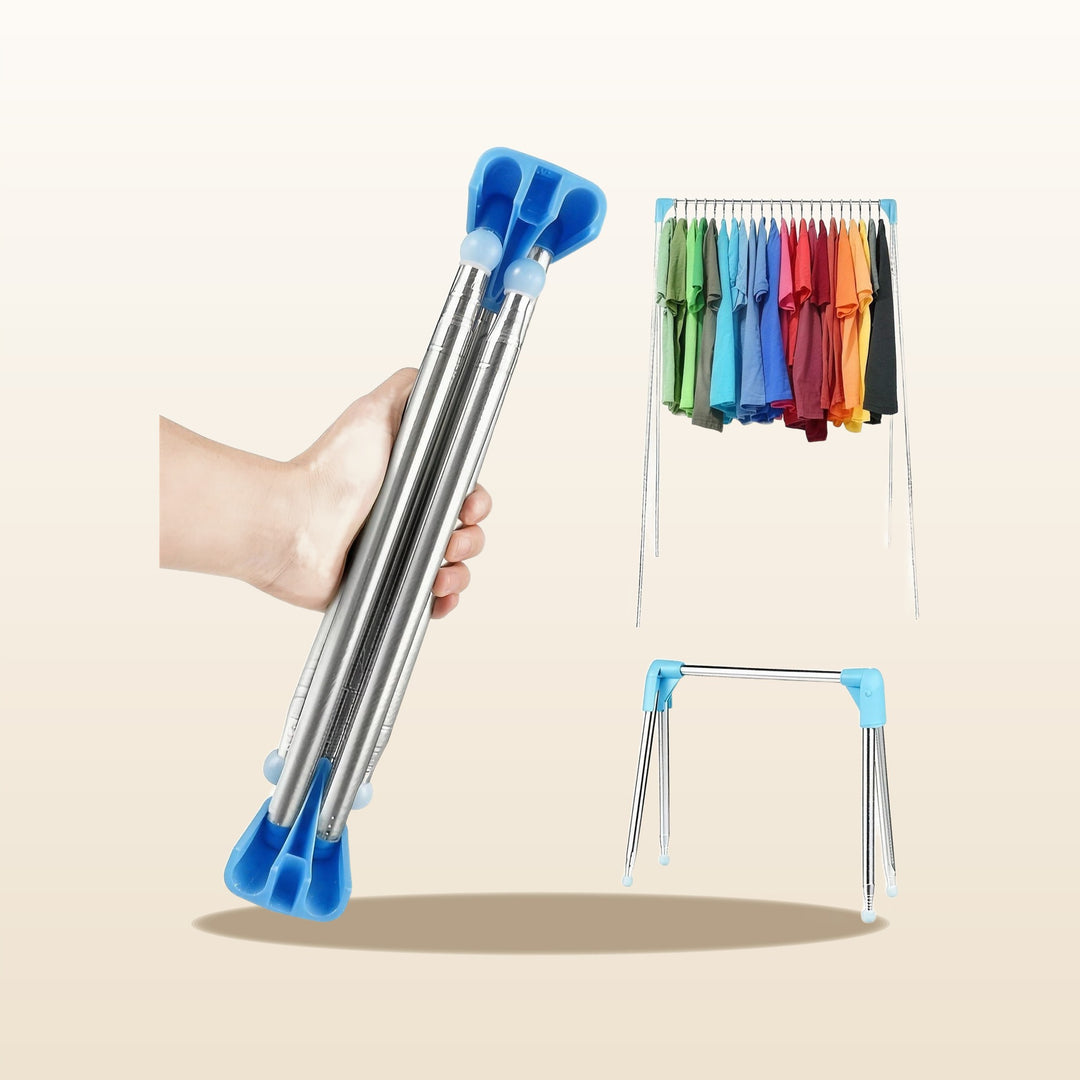 Telescopic Clothes Rail | Portable Folding Garment Rack for Drying and Storage