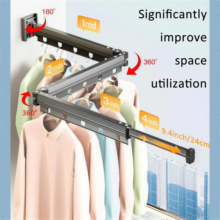 Retractable Wall Drying Rack | Space-Saving Fold-Away Balcony Airer