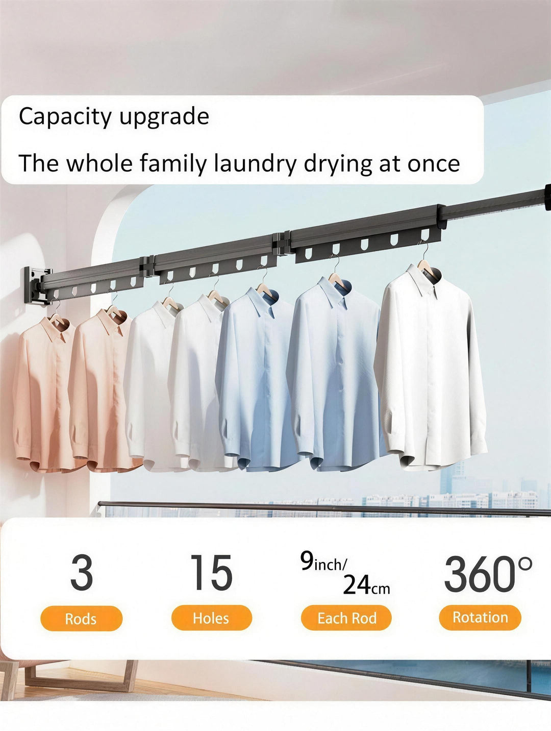 Retractable Wall Drying Rack | Space-Saving Fold-Away Balcony Airer