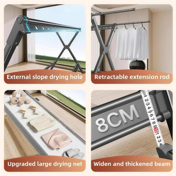 Floor-to-Ceiling Drying Rack | Tension Pole Airer, Aluminium
