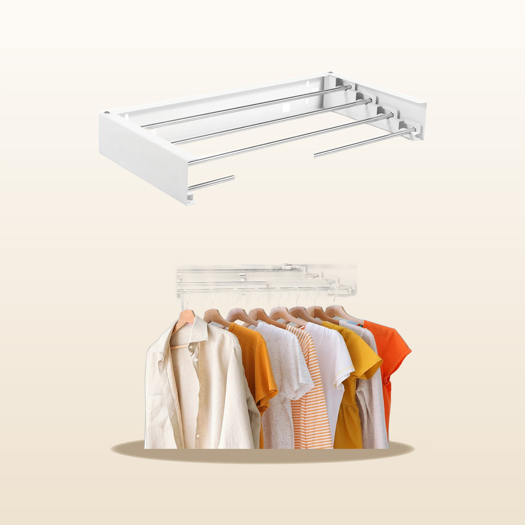 Wall Mounted Airer with Towel Rail | Fold-Down Drying Rack, Stainless Steel