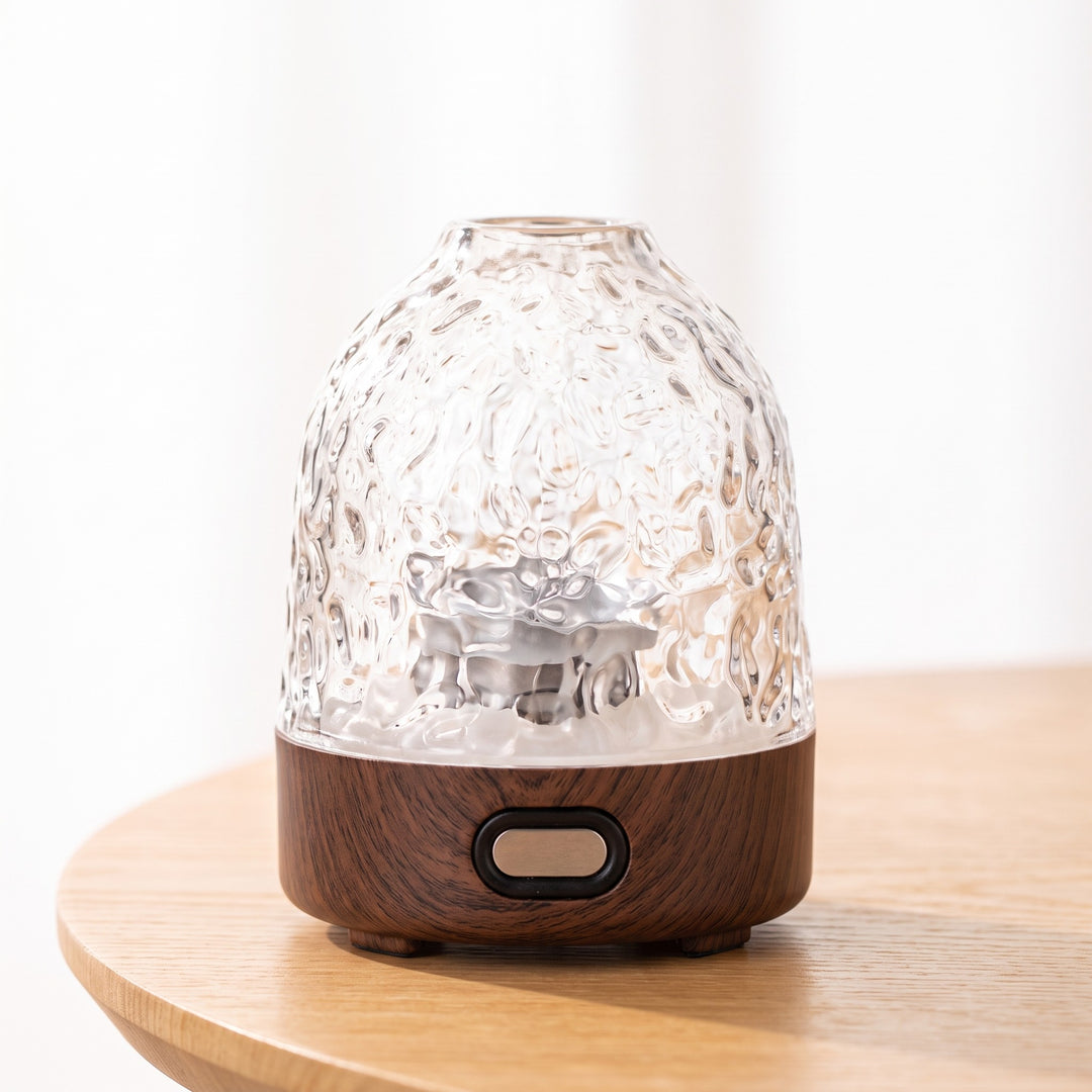 Crystal ripple lamp switched off showing the faceted dome