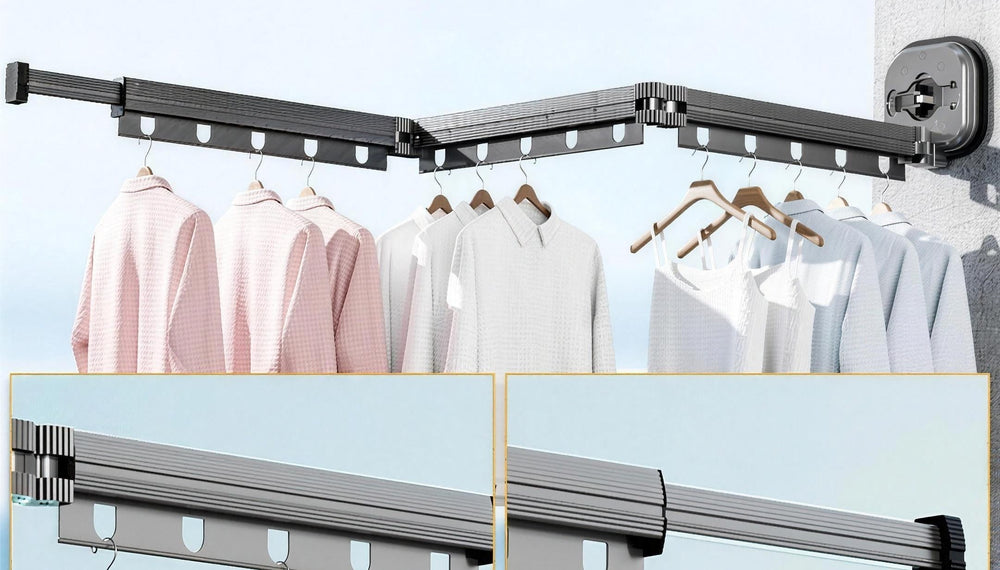 Retractable Wall Airer 126cm | Folding Concertina Drying Rack with 15 Hanger Slots