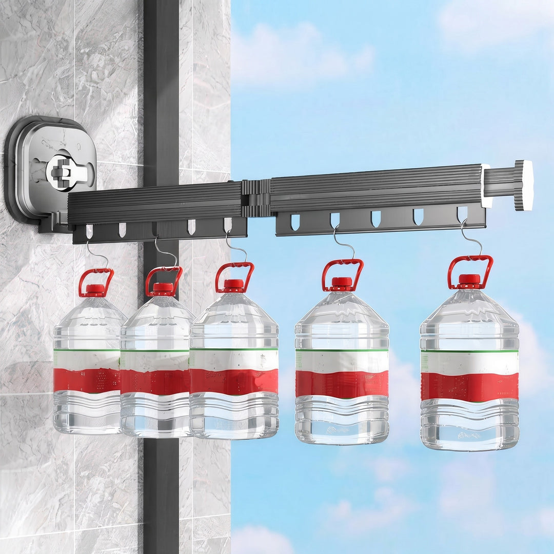 Retractable Wall Airer 126cm | Folding Concertina Drying Rack with 15 Hanger Slots
