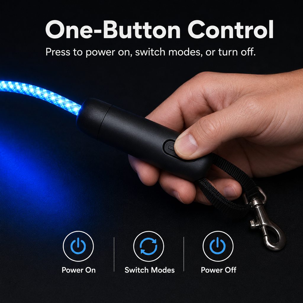 NightGlow LED Light-Up Dog Leash for Night Walks