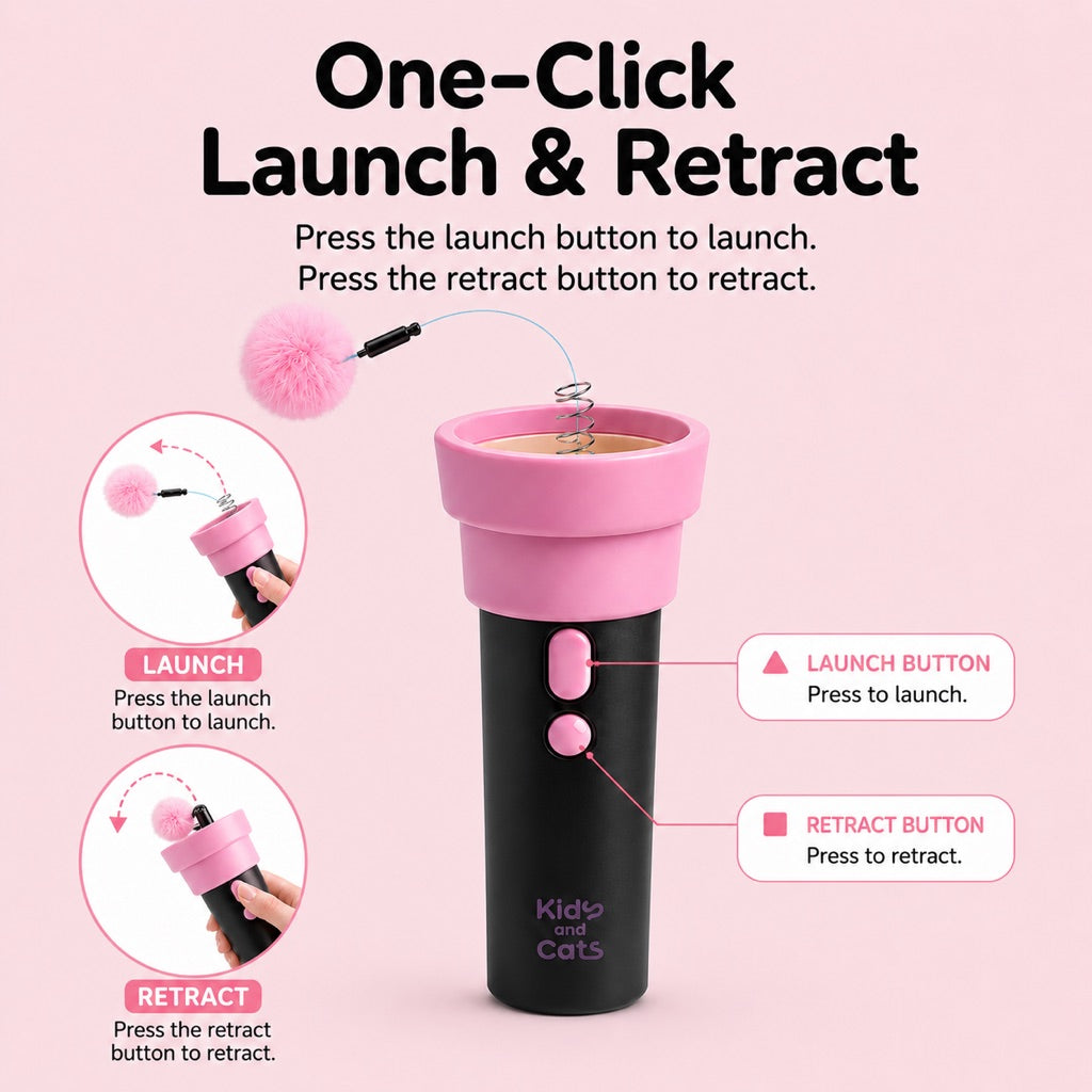 One-Click Electric Cat Teaser Launcher for Indoor Cats