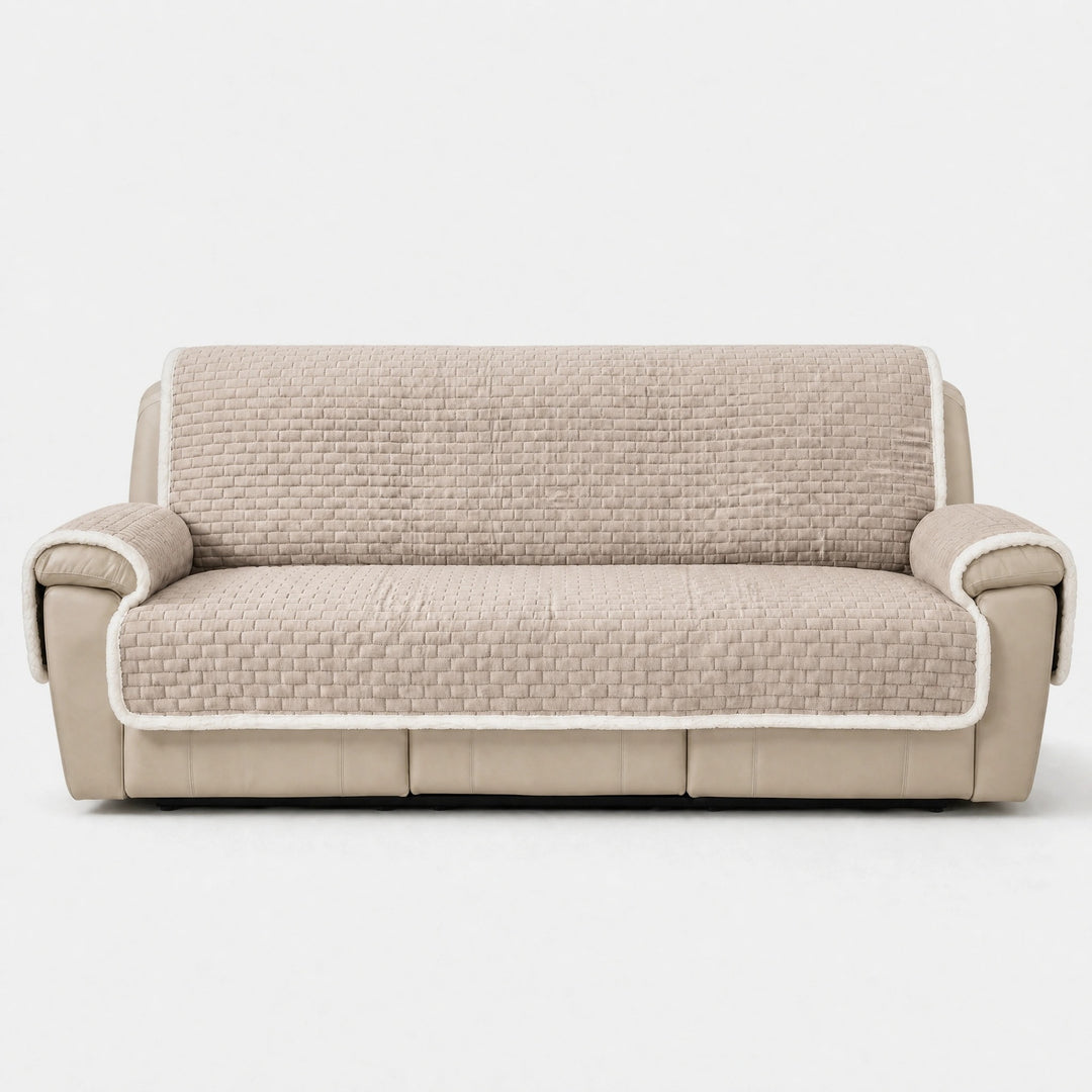 One Piece Plush Couch Cover with Non Slip Backing and Machine Washable Fabric
