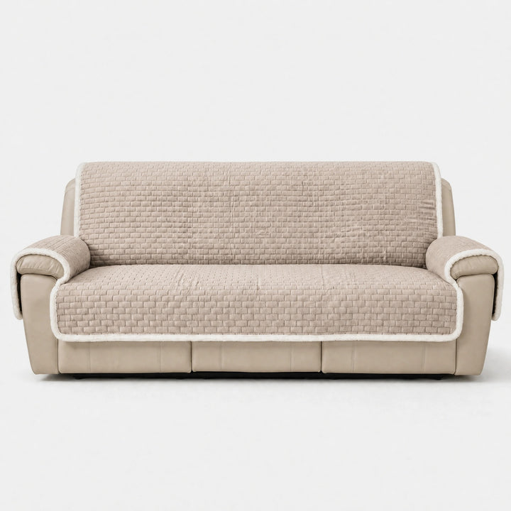 One Piece Plush Couch Cover with Non Slip Backing and Machine Washable Fabric
