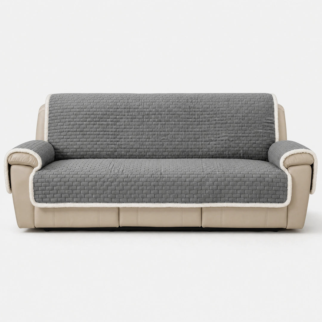 One Piece Plush Couch Cover with Non Slip Backing and Machine Washable Fabric