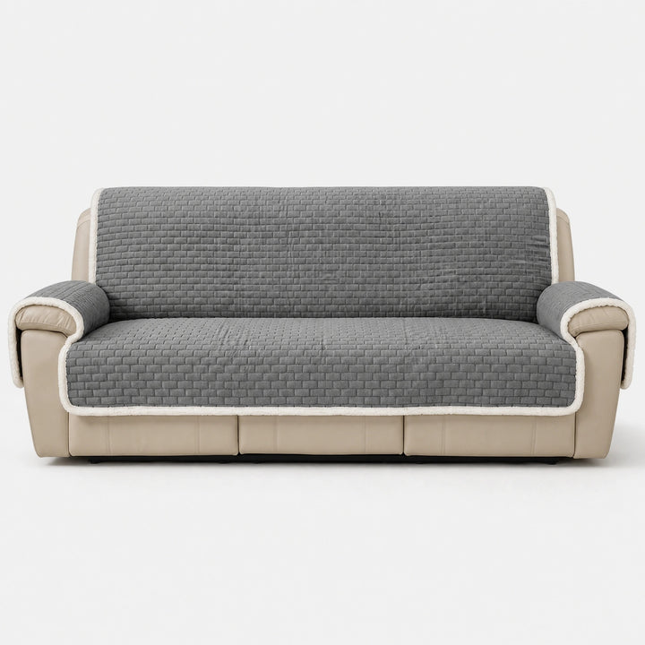 One Piece Plush Couch Cover with Non Slip Backing and Machine Washable Fabric