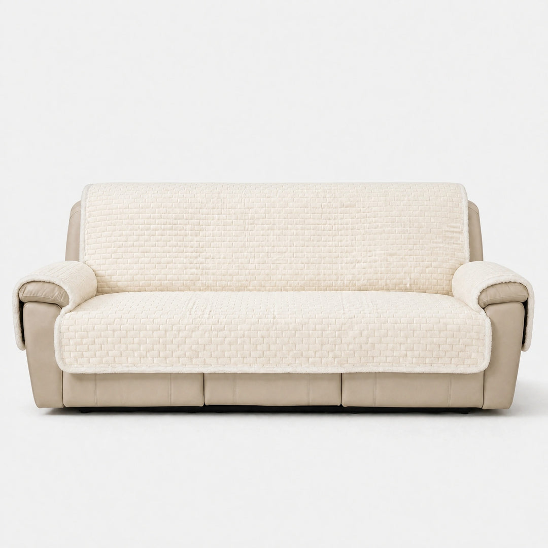 One Piece Plush Couch Cover with Non Slip Backing and Machine Washable Fabric