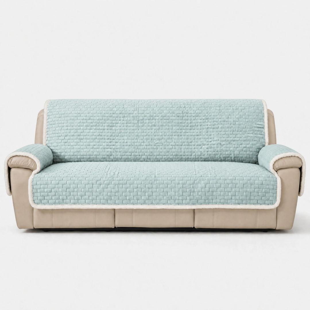 One Piece Plush Couch Cover with Non Slip Backing and Machine Washable Fabric