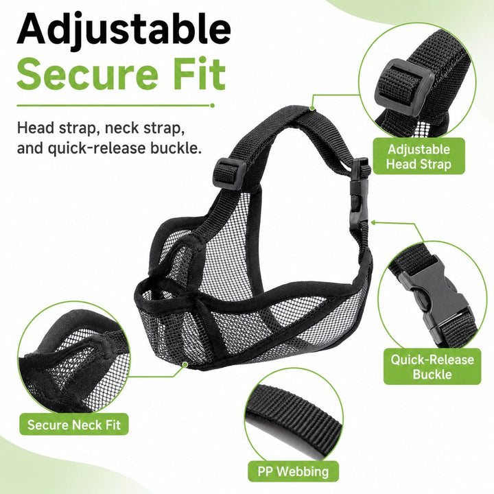 French Bulldog Breathable Mesh Muzzle for Walks, Grooming & Scavenging Control