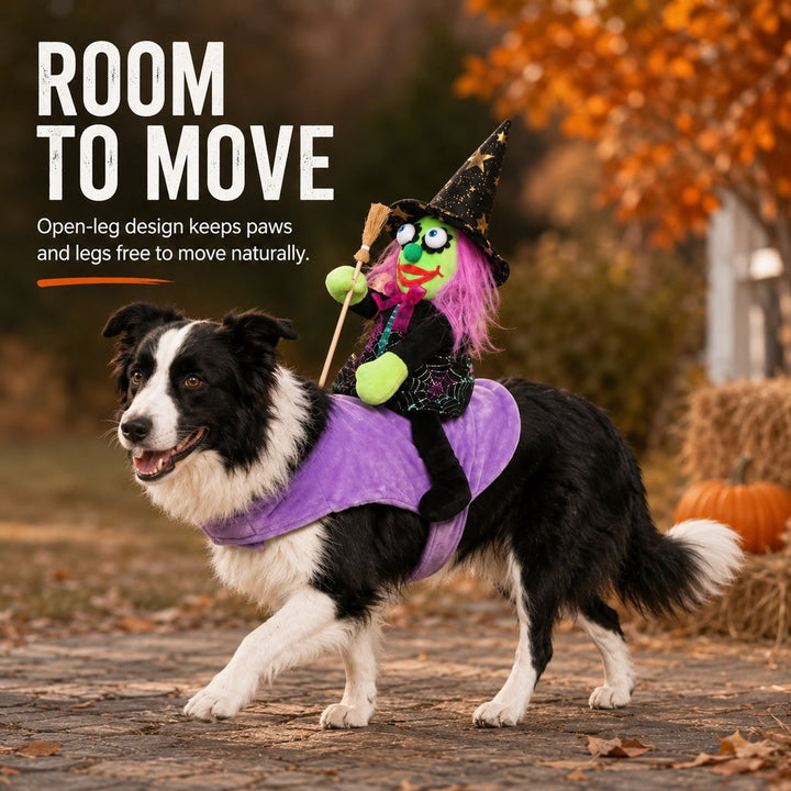 3D Witch Rider Halloween Pet Costume for Trick-or-Treating, Parties & Photos