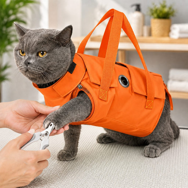 Multi-Use Cat Carrier & Grooming Bag | Easy Paw Access for Vet Visits & At-Home Care