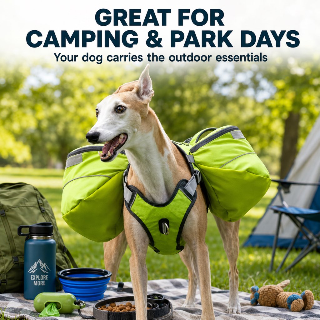 Dog Saddlebag Backpack Harness for Hiking & Camping