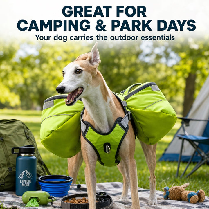 Dog Saddlebag Backpack Harness for Hiking & Camping