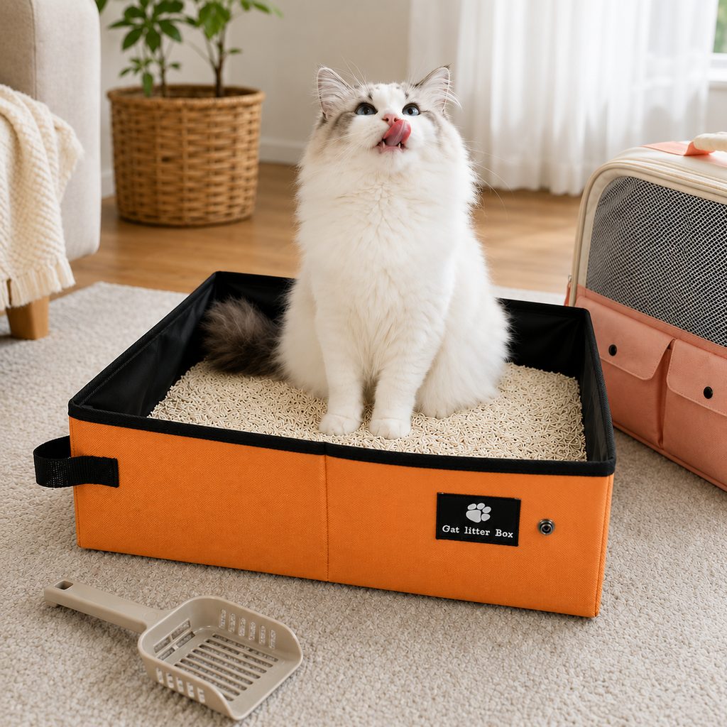 Portable Foldable Cat Litter Box for Road Trips, Hotels & RV Travel