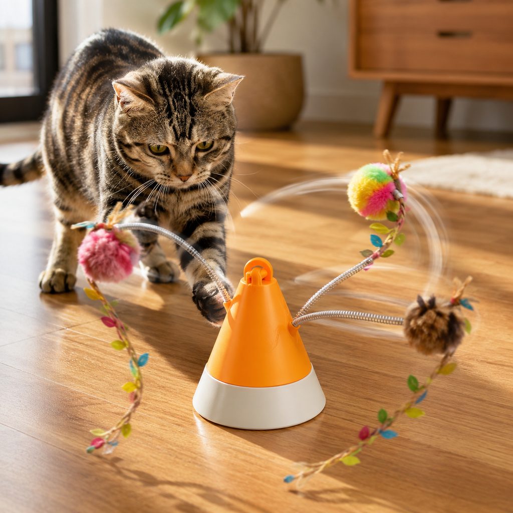 MiaSpin 360 Magnetic Rotating Cat Teaser Toy for Indoor Cats