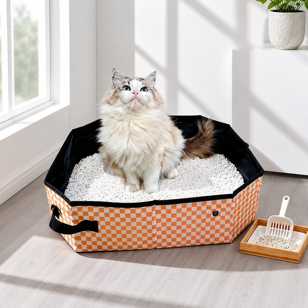 Portable Foldable Cat Litter Box for Road Trips, Hotels & RV Travel