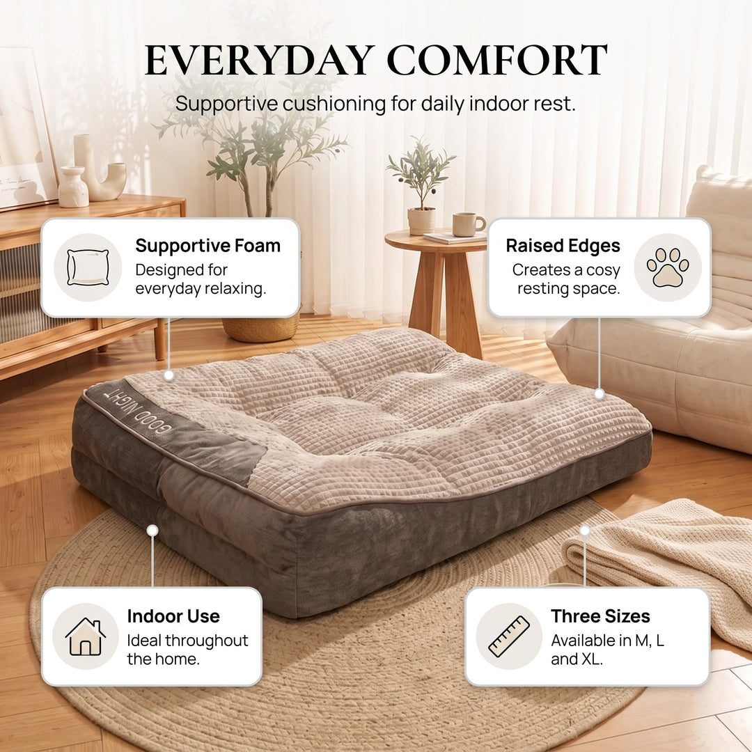 Orthopaedic Calming Dog Cushion Bed with Washable Cover & Non-Slip Base