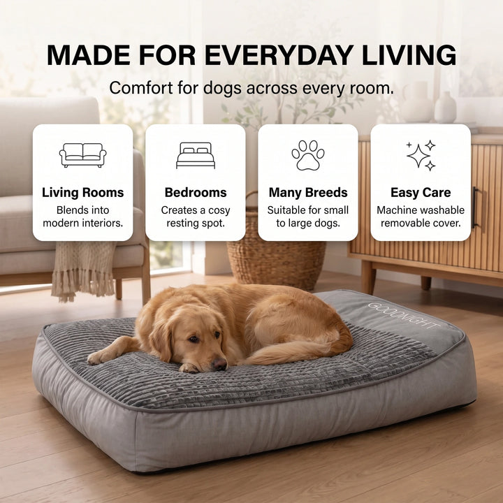 Orthopaedic Calming Dog Cushion Bed with Washable Cover & Non-Slip Base