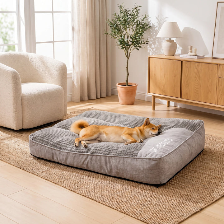 Orthopaedic Calming Dog Cushion Bed with Washable Cover & Non-Slip Base