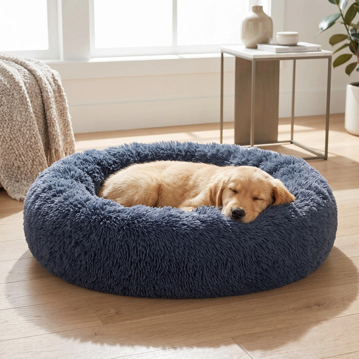 Orthopaedic Calming Donut Dog Bed with Washable Cover and Non Slip Base