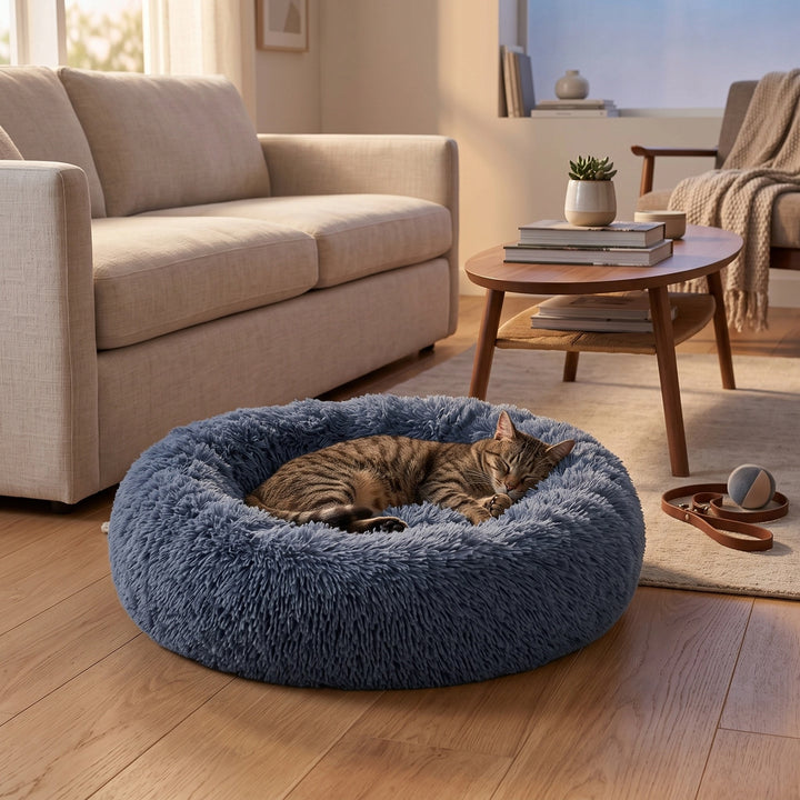 Orthopaedic Calming Donut Dog Bed with Washable Cover and Non Slip Base