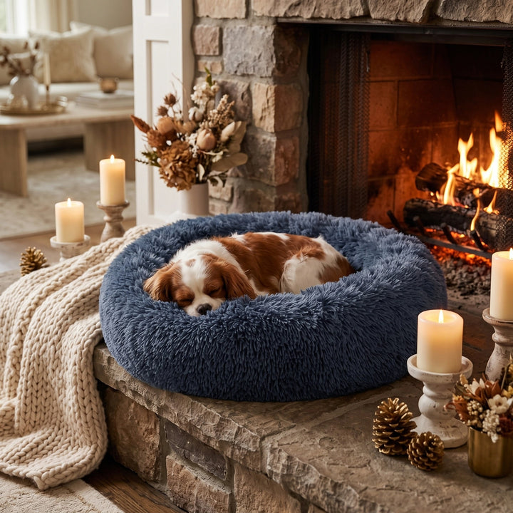 Orthopaedic Calming Donut Dog Bed with Washable Cover and Non Slip Base