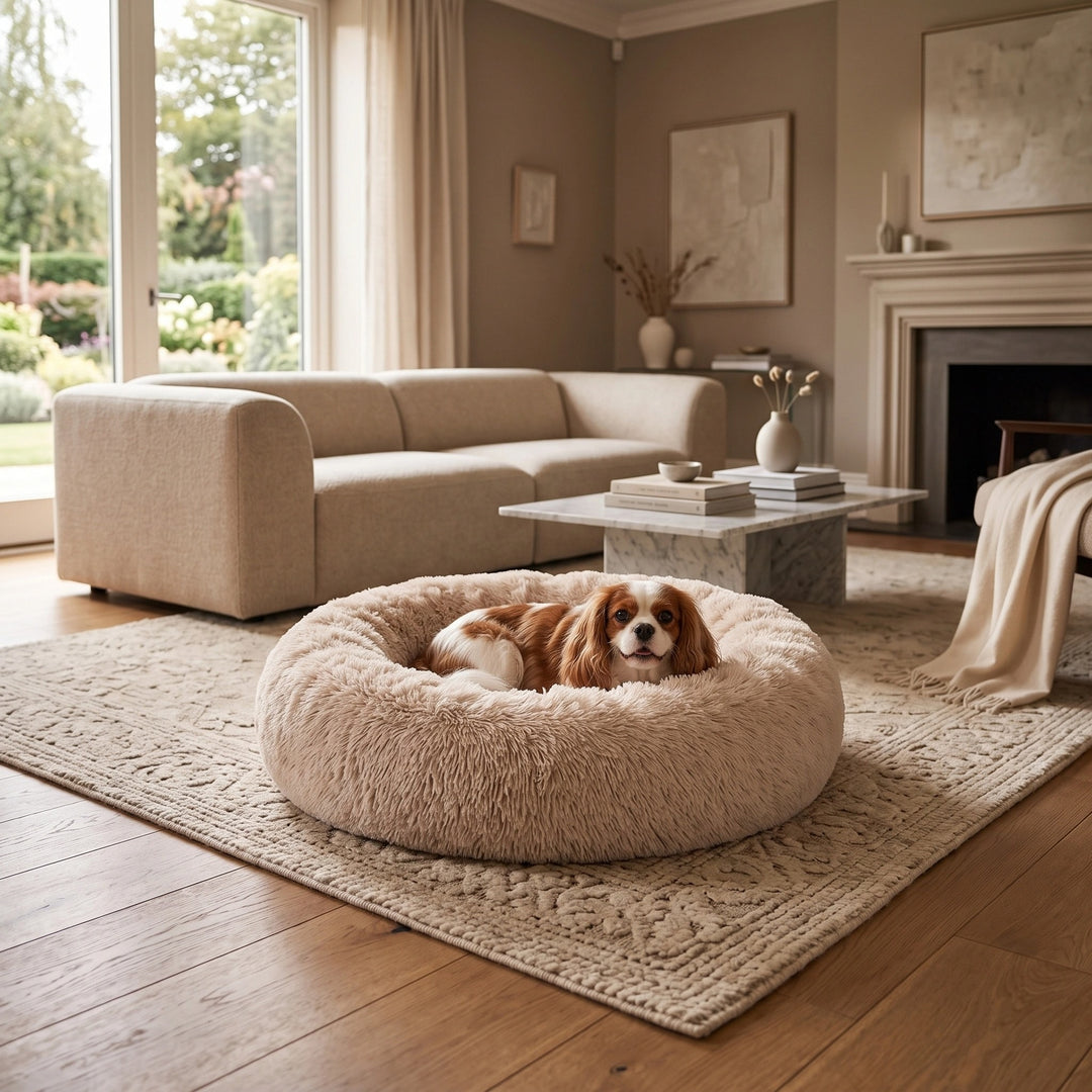 Orthopaedic Calming Donut Dog Bed with Washable Cover and Non Slip Base