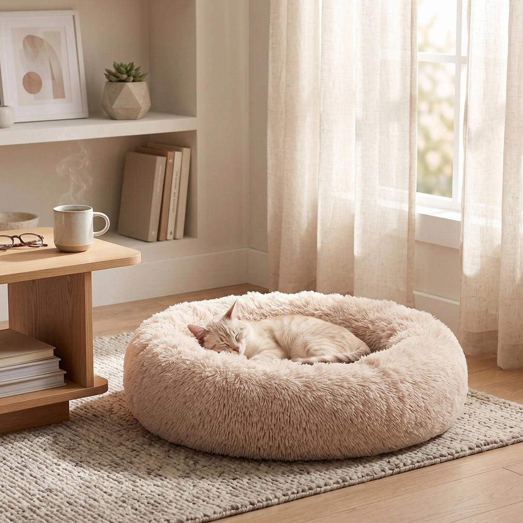 Orthopaedic Calming Donut Dog Bed with Washable Cover and Non Slip Base