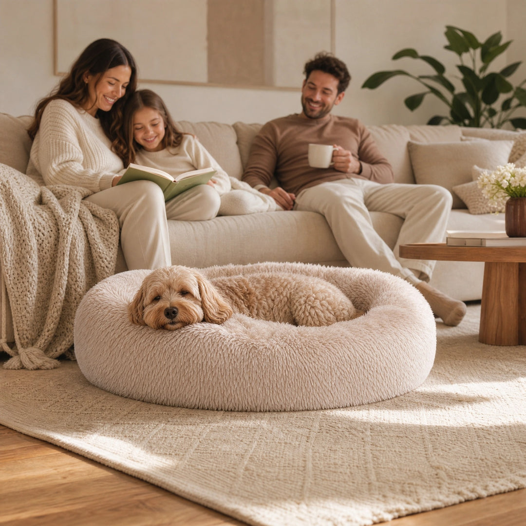 Orthopaedic Calming Donut Dog Bed with Washable Cover and Non Slip Base