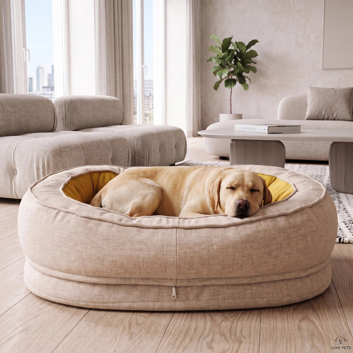 Orthopedic Donut Dog Bed with Waterproof Liner and Removable Cover