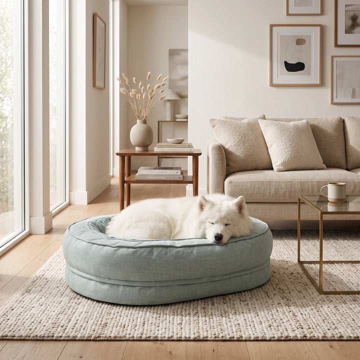 Orthopedic Donut Dog Bed with Waterproof Liner and Removable Cover