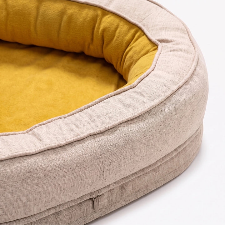Orthopedic Donut Dog Bed with Waterproof Liner and Removable Cover