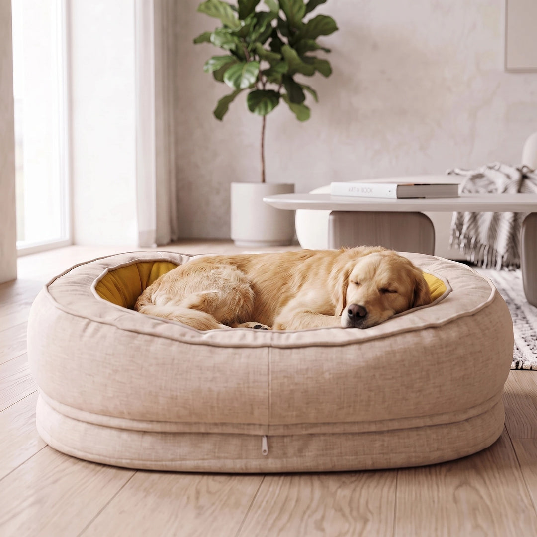 Orthopedic Donut Dog Bed with Waterproof Liner and Removable Cover