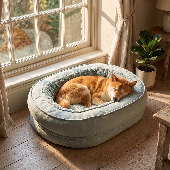 Orthopedic Donut Dog Bed with Waterproof Liner and Removable Cover