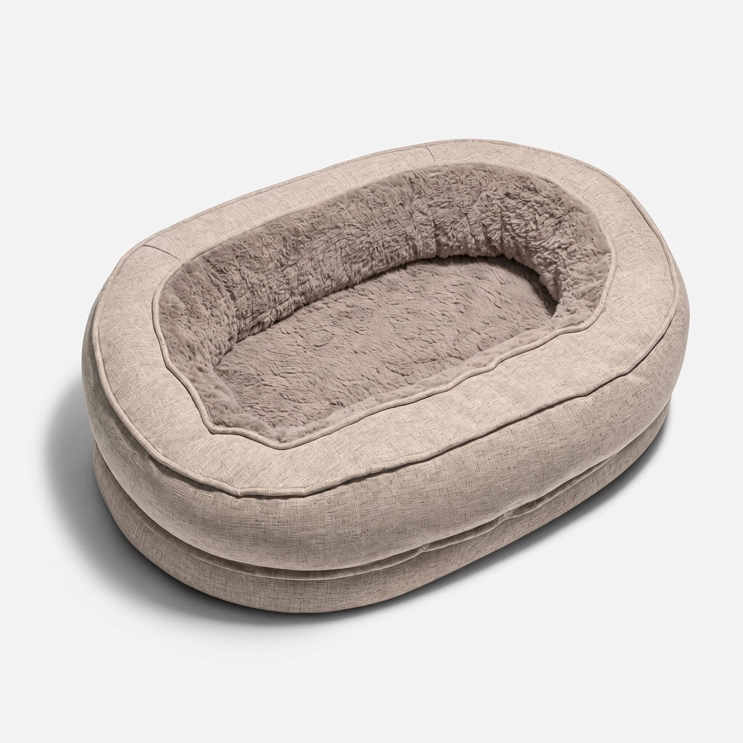 Orthopedic Donut Dog Bed with Waterproof Liner and Removable Cover