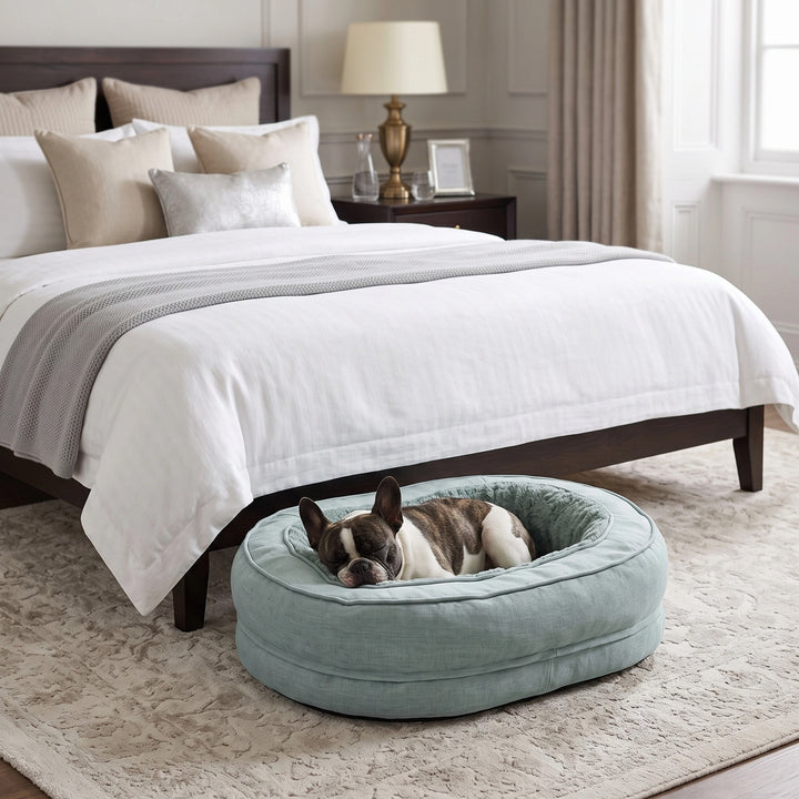 Orthopedic Donut Dog Bed with Waterproof Liner and Removable Cover