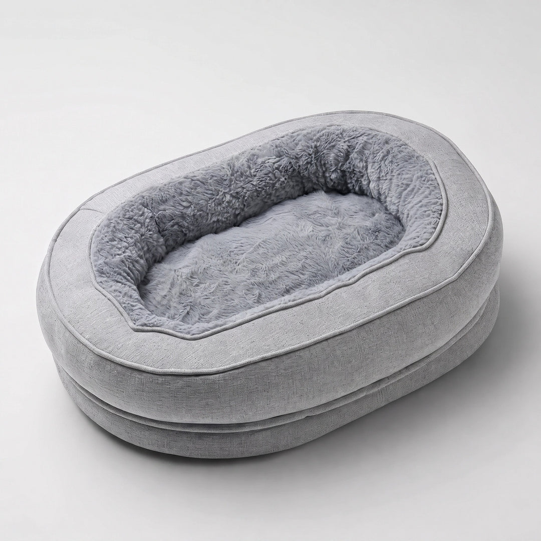 Orthopedic Donut Dog Bed with Waterproof Liner and Removable Cover