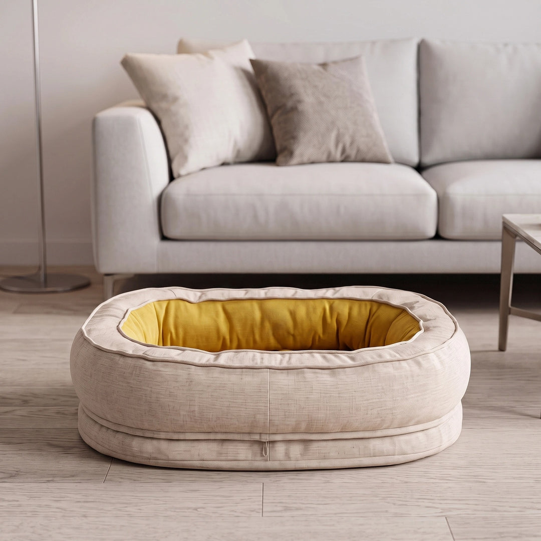 Orthopedic Donut Dog Bed with Waterproof Liner and Removable Cover
