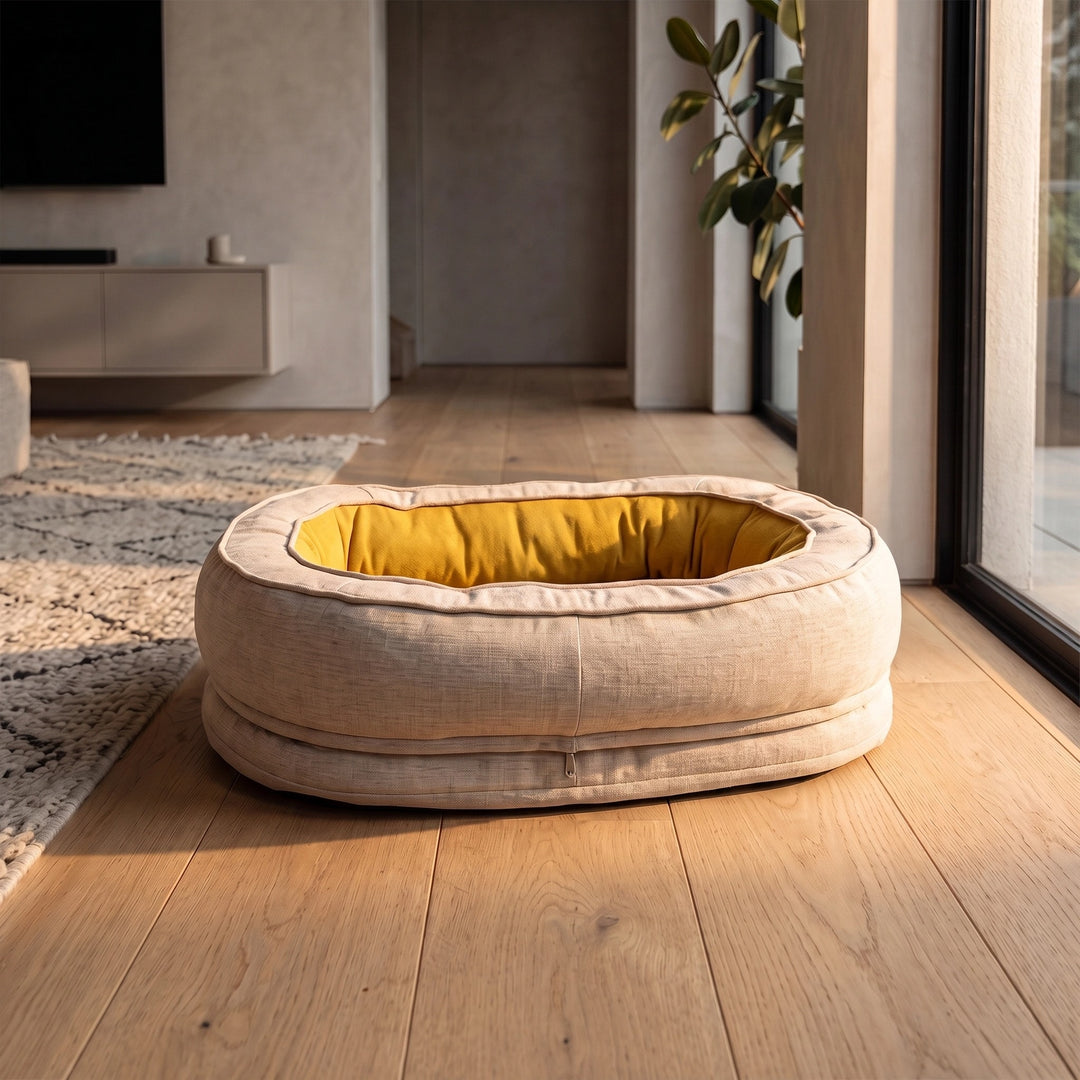 Orthopedic Donut Dog Bed with Waterproof Liner and Removable Cover