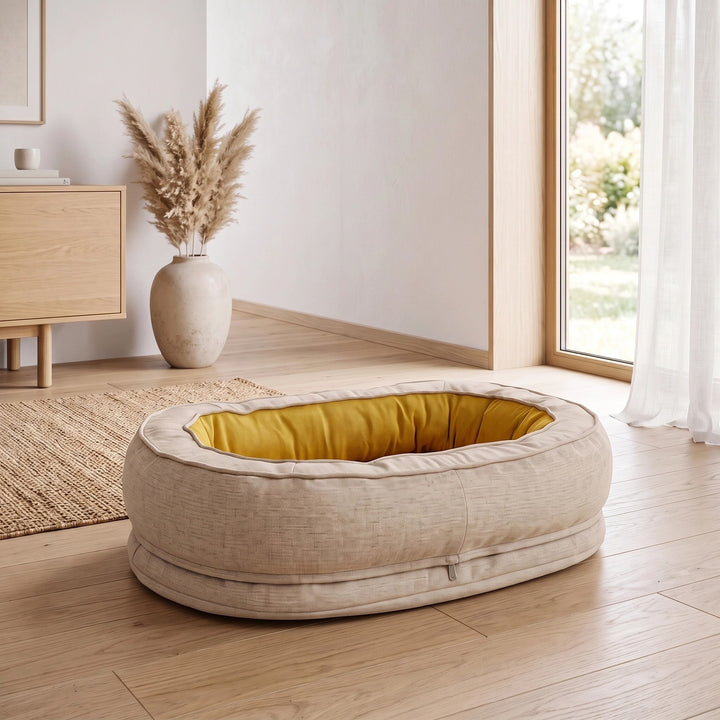 Orthopedic Donut Dog Bed with Waterproof Liner and Removable Cover