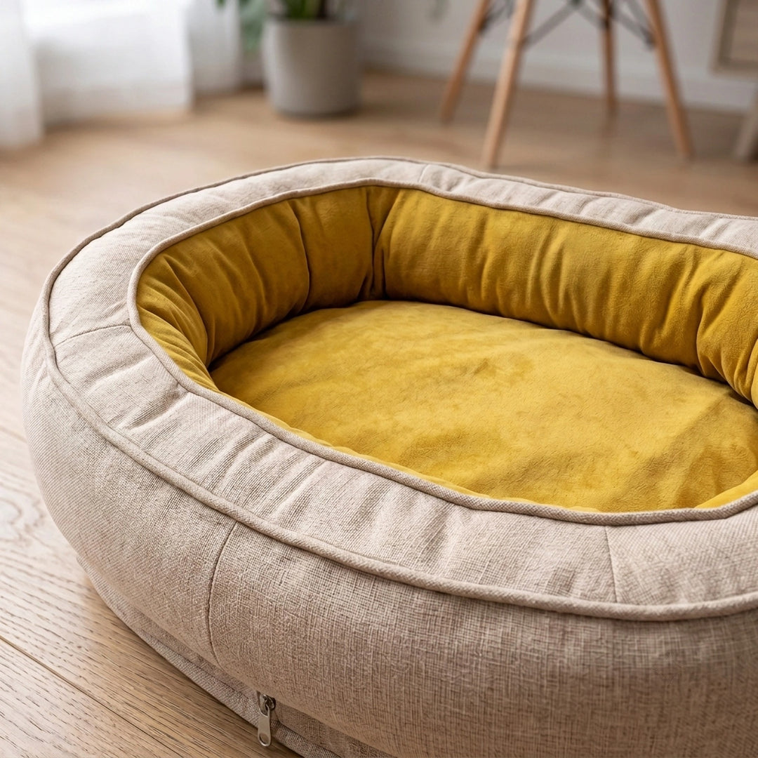 Orthopedic Donut Dog Bed with Waterproof Liner and Removable Cover