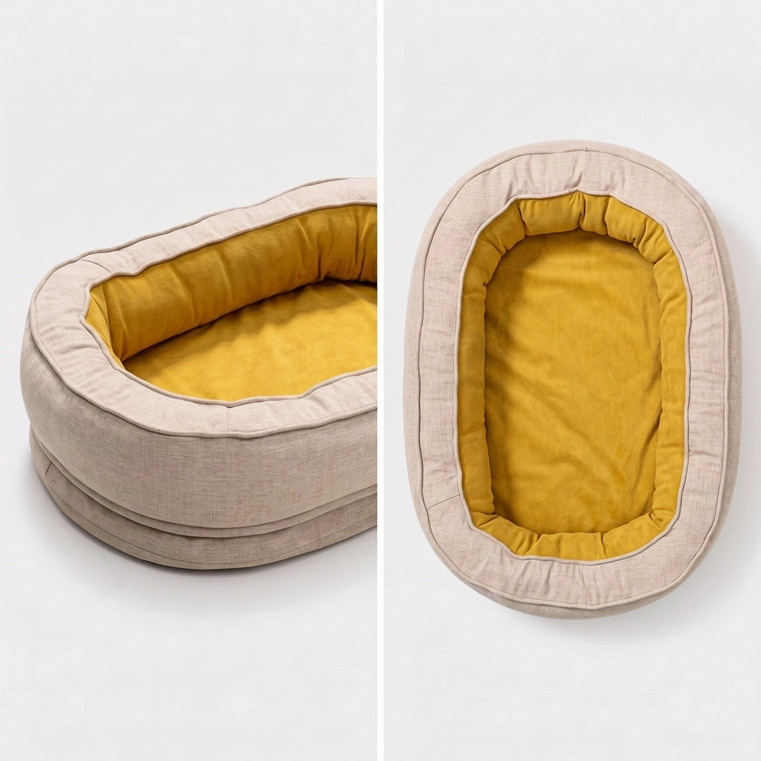 Orthopedic Donut Dog Bed with Waterproof Liner and Removable Cover