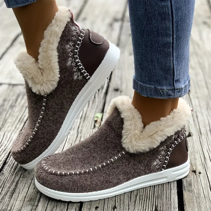 Women's Lined Shoes for Cold Weather in Brown