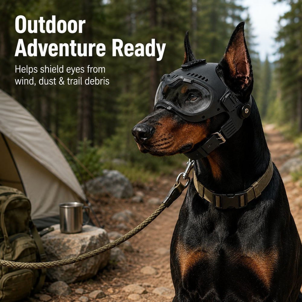K9 Tactical-Style Dog Helmet with Goggles for Hiking & Outdoor Training