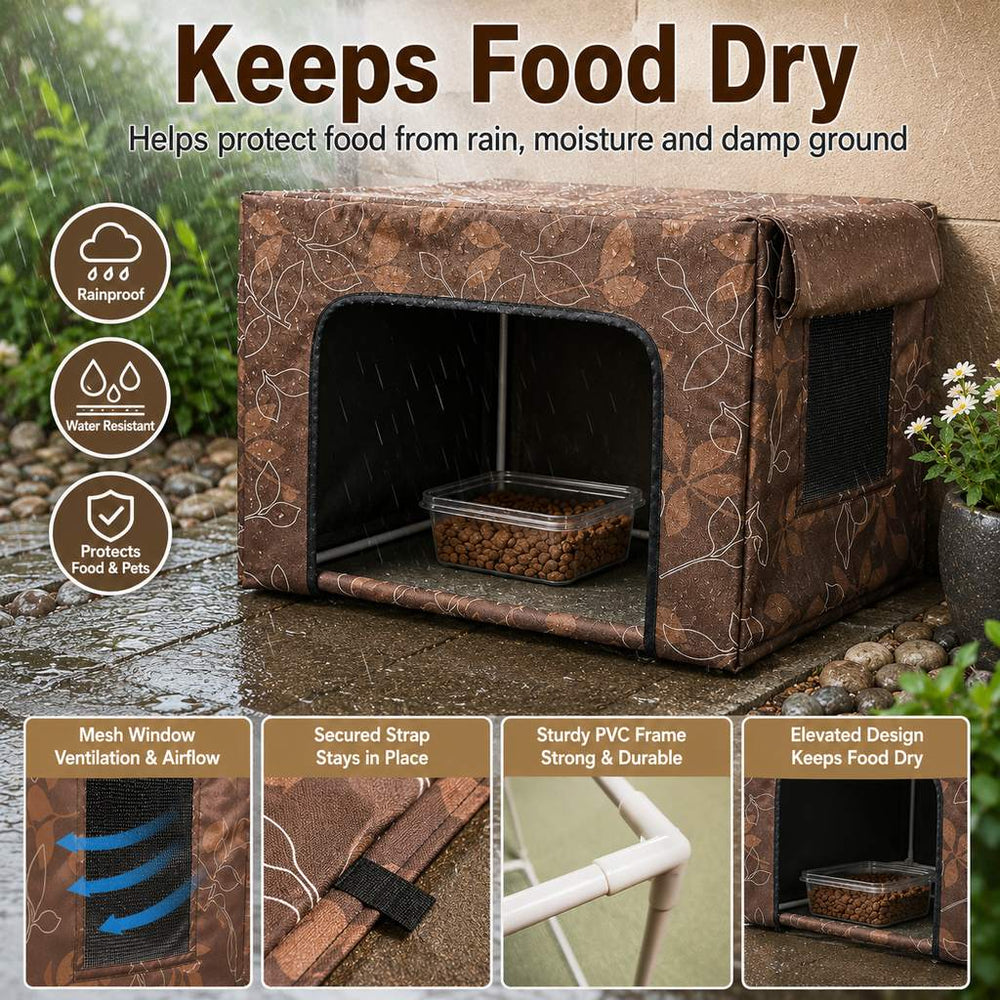 Outdoor Cat Feeding Shelter for Backyards | Weather-Resistant Food Station Cover