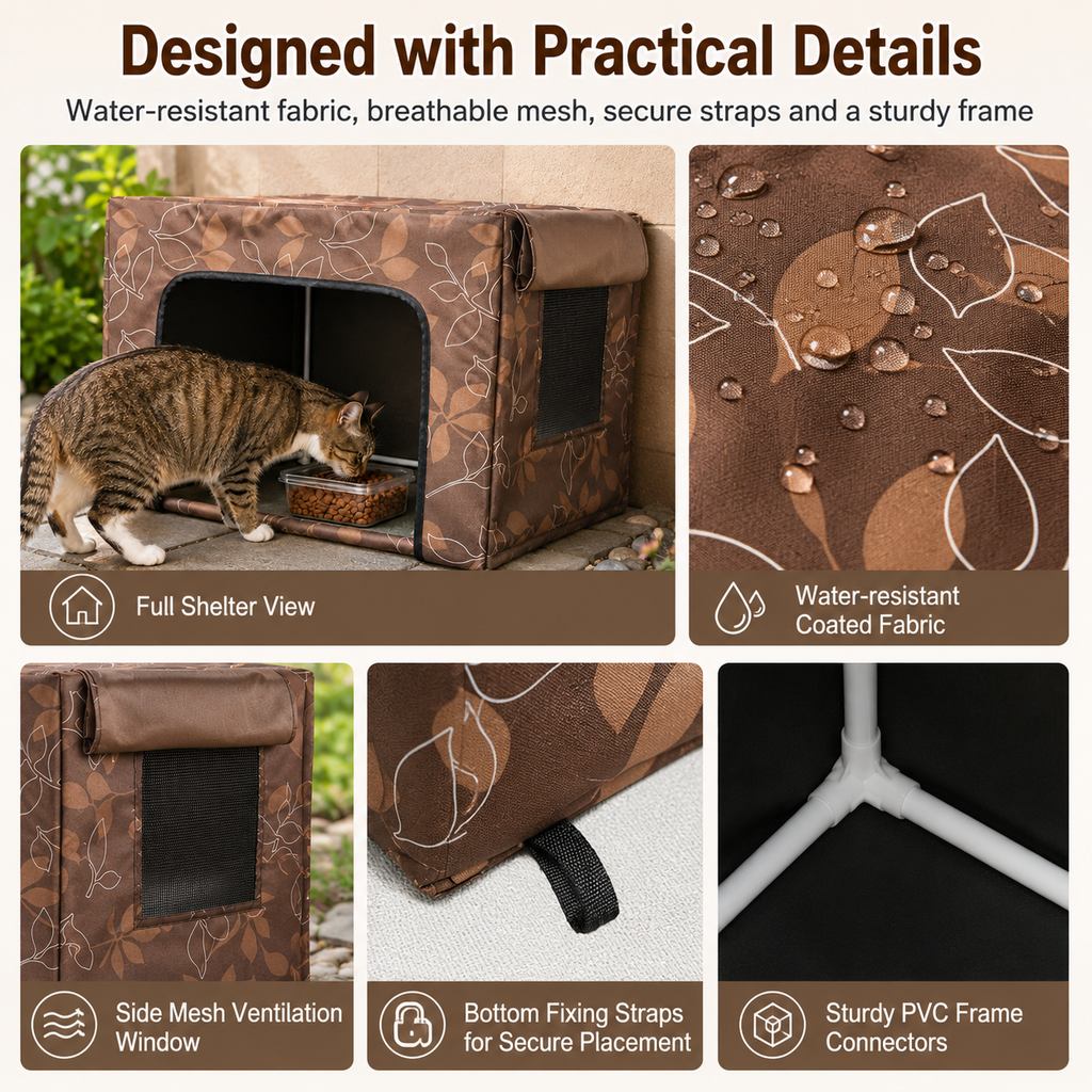Outdoor Cat Feeding Shelter for Backyards | Weather-Resistant Food Station Cover